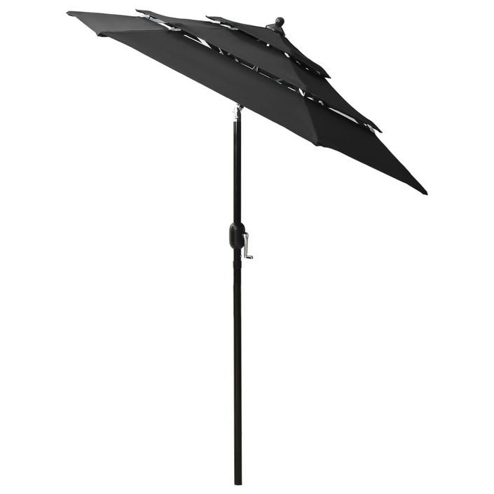 Parasol à 3 niveaux avec mât en aluminium Noir 2 m - Photo n°4