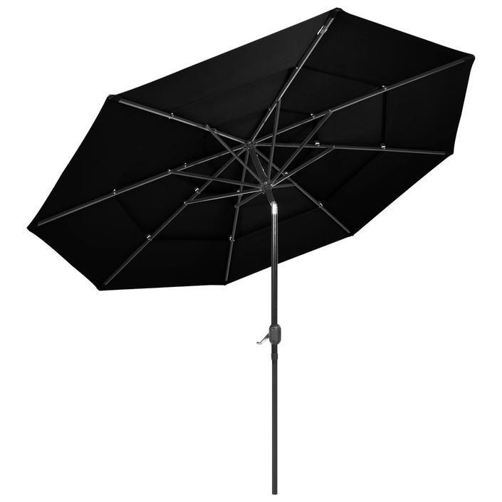 Parasol à 3 niveaux avec mât en aluminium Noir 3 m - Photo n°4