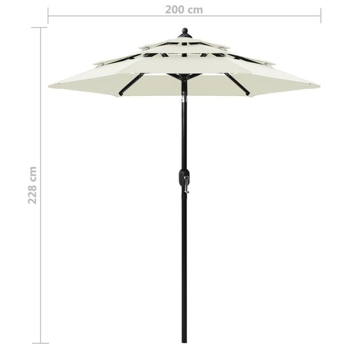 Parasol à 3 niveaux avec mât en aluminium Sable 2 m - Photo n°8