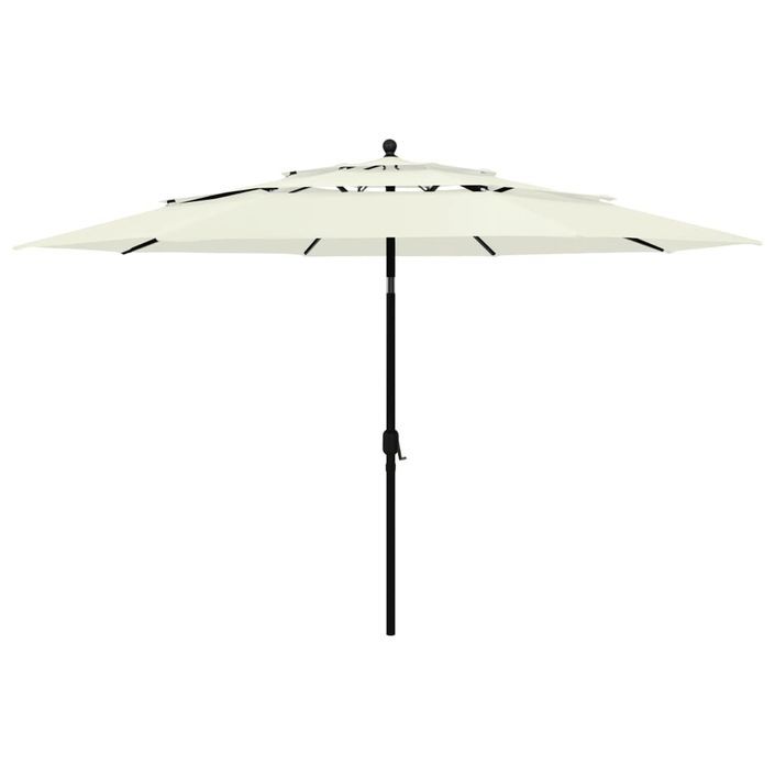 Parasol à 3 niveaux avec mât en aluminium Sable 3,5 m - Photo n°1