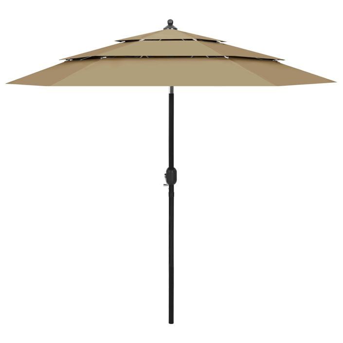 Parasol à 3 niveaux avec mât en aluminium Taupe 2,5 m - Photo n°1