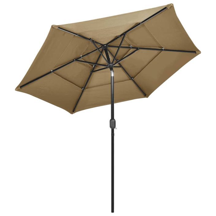 Parasol à 3 niveaux avec mât en aluminium Taupe 2,5 m - Photo n°4