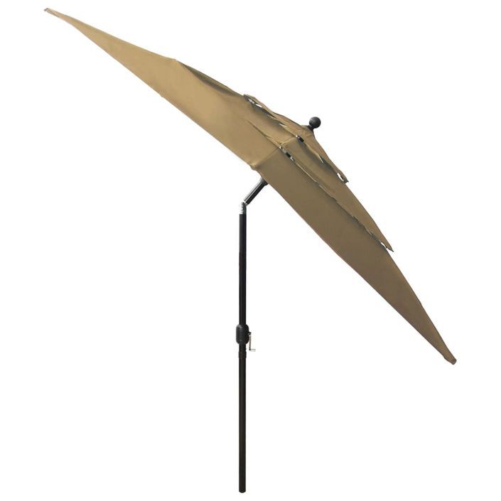 Parasol à 3 niveaux avec mât en aluminium Taupe 2,5x2,5 m - Photo n°5