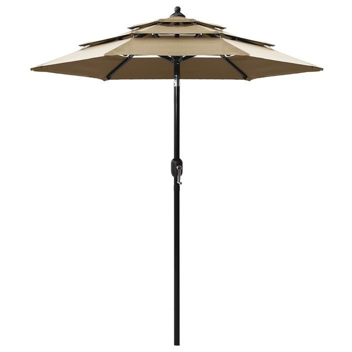 Parasol à 3 niveaux avec mât en aluminium Taupe 2 m - Photo n°1