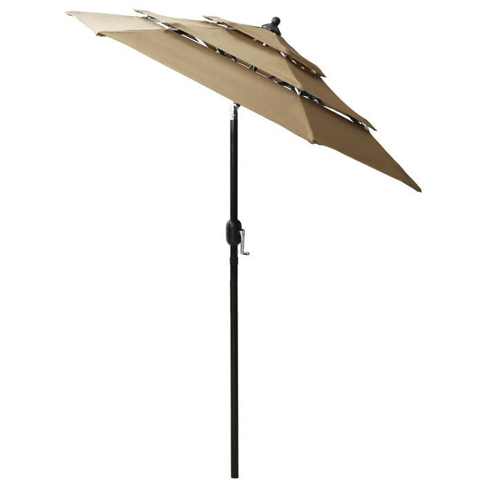 Parasol à 3 niveaux avec mât en aluminium Taupe 2 m - Photo n°4