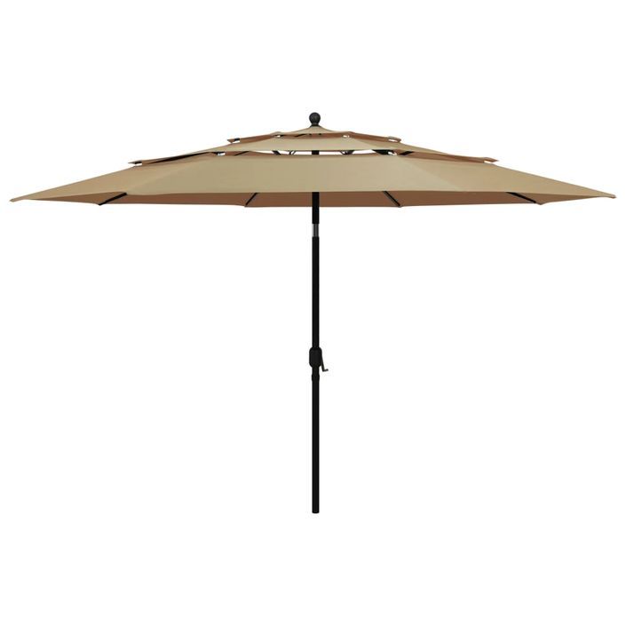 Parasol à 3 niveaux avec mât en aluminium Taupe 3,5 m - Photo n°1