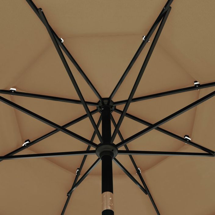 Parasol à 3 niveaux avec mât en aluminium Taupe 3,5 m - Photo n°2