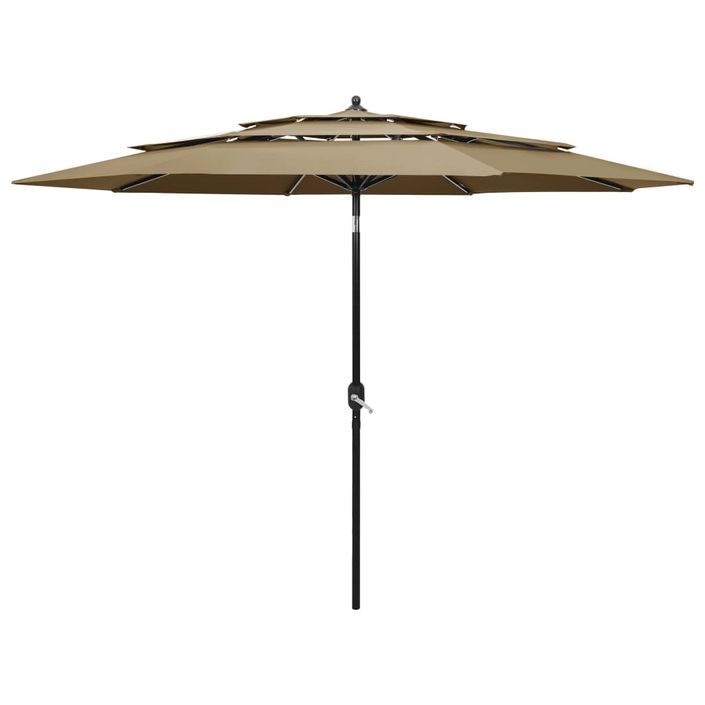 Parasol à 3 niveaux avec mât en aluminium Taupe 3 m - Photo n°1