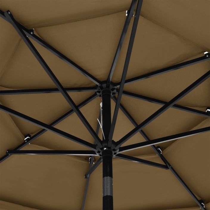 Parasol à 3 niveaux avec mât en aluminium Taupe 3 m - Photo n°2