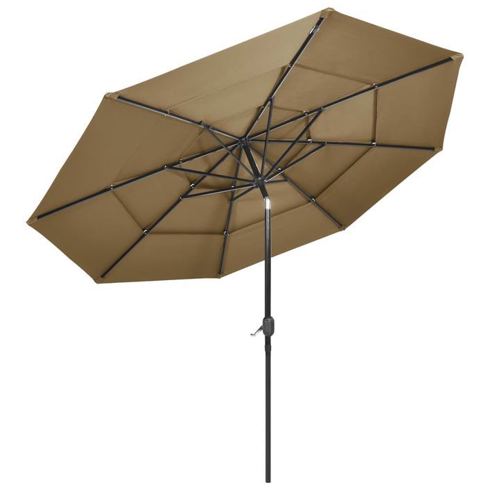 Parasol à 3 niveaux avec mât en aluminium Taupe 3 m - Photo n°4