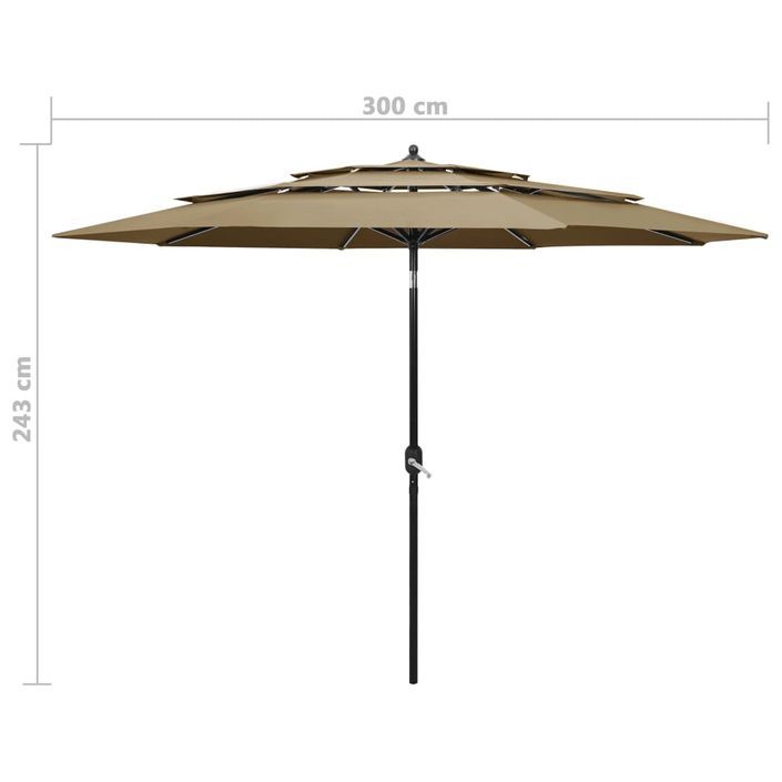 Parasol à 3 niveaux avec mât en aluminium Taupe 3 m - Photo n°8