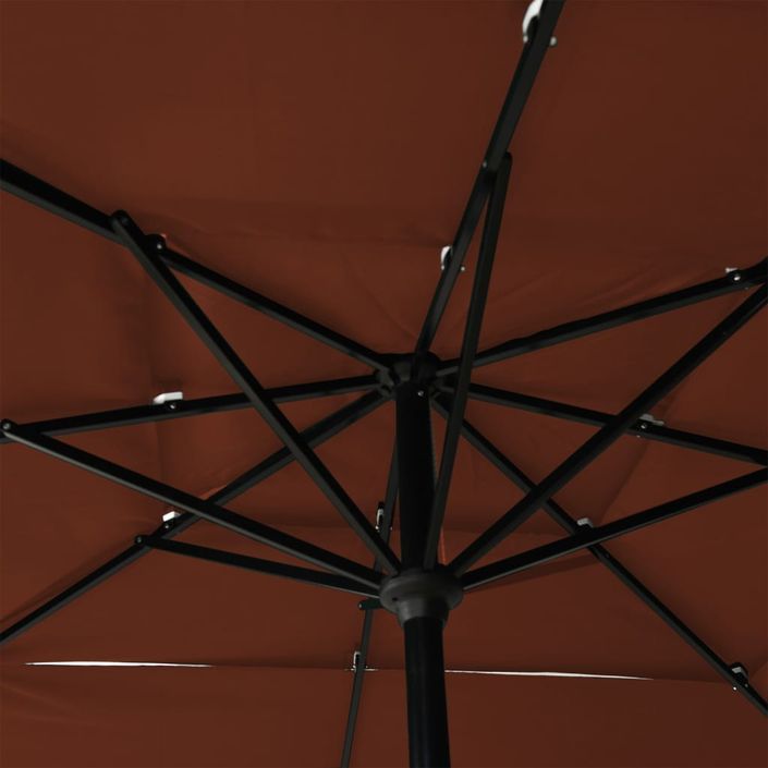 Parasol à 3 niveaux avec mât en aluminium Terre cuite 2,5x2,5 m - Photo n°2