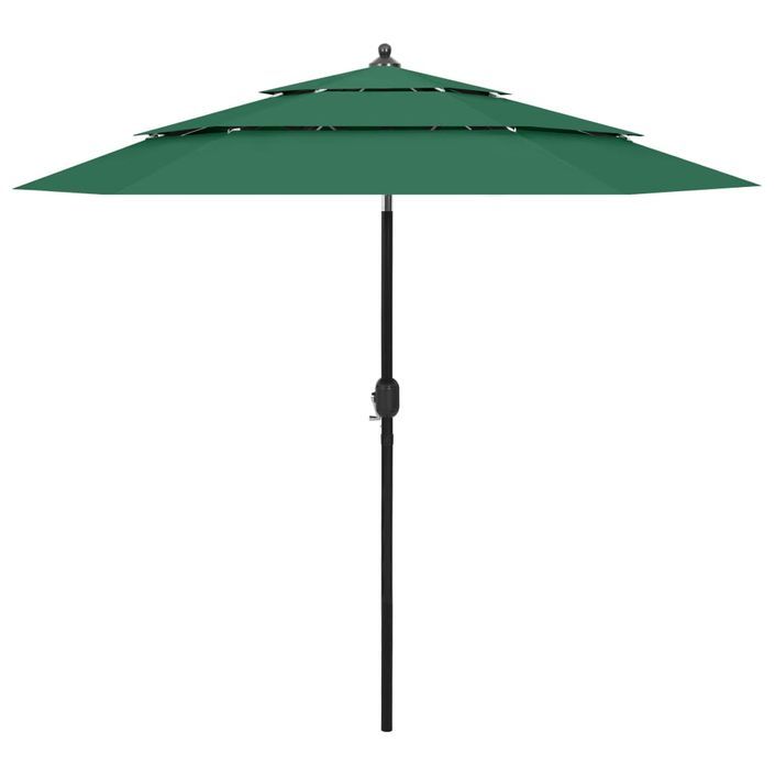 Parasol à 3 niveaux avec mât en aluminium Vert 2,5 m - Photo n°1