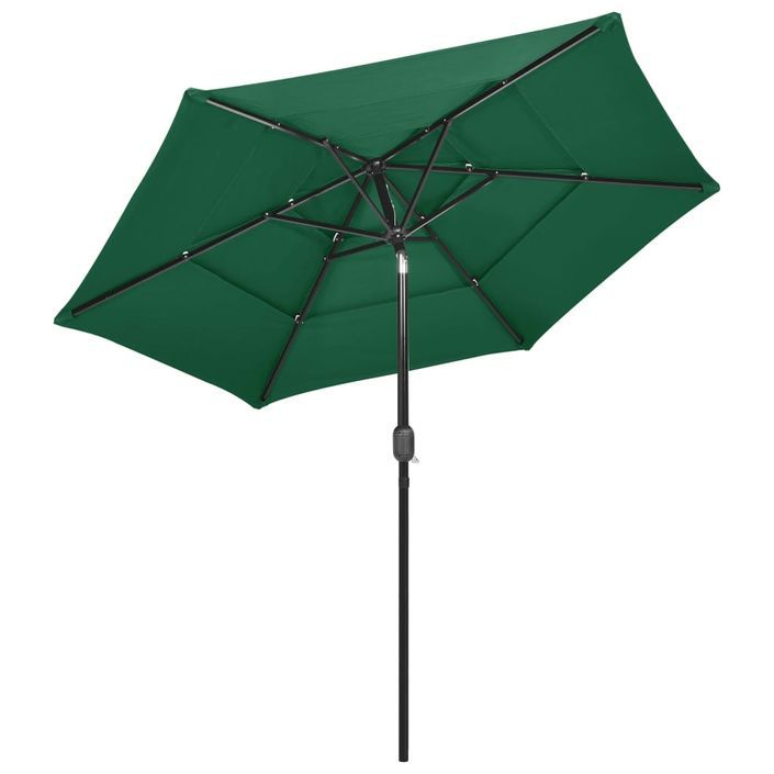 Parasol à 3 niveaux avec mât en aluminium Vert 2,5 m - Photo n°4