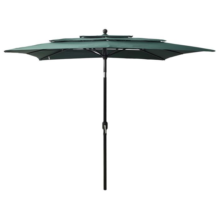 Parasol à 3 niveaux avec mât en aluminium Vert 2,5x2,5 m - Photo n°1