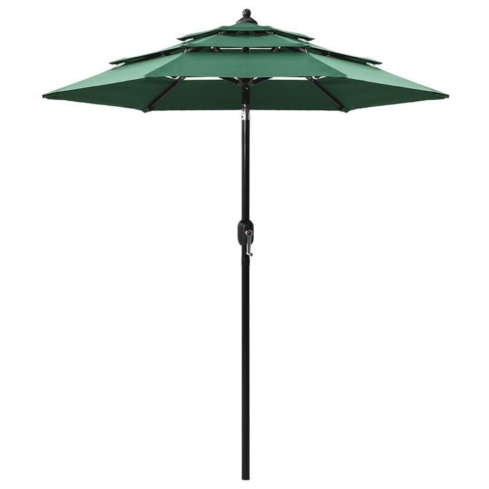 Parasol à 3 niveaux avec mât en aluminium Vert 2 m - Photo n°1