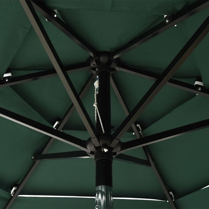 Parasol à 3 niveaux avec mât en aluminium Vert 2 m - Photo n°2