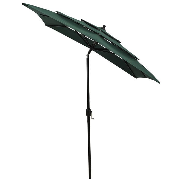 Parasol à 3 niveaux avec mât en aluminium Vert 2x2 m - Photo n°4