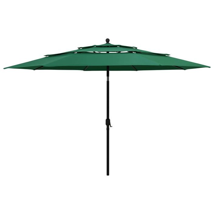 Parasol à 3 niveaux avec mât en aluminium Vert 3,5 m - Photo n°1