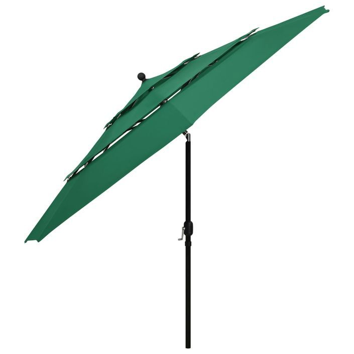 Parasol à 3 niveaux avec mât en aluminium Vert 3,5 m - Photo n°4