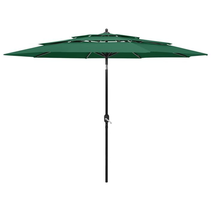 Parasol à 3 niveaux avec mât en aluminium Vert 3 m - Photo n°1