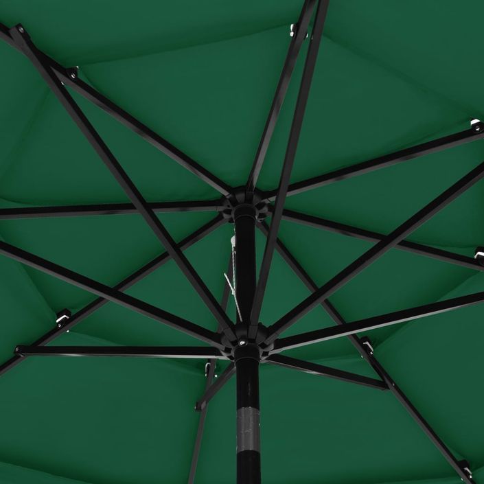 Parasol à 3 niveaux avec mât en aluminium Vert 3 m - Photo n°2