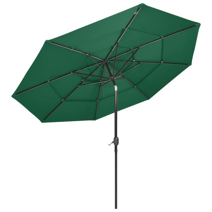 Parasol à 3 niveaux avec mât en aluminium Vert 3 m - Photo n°4