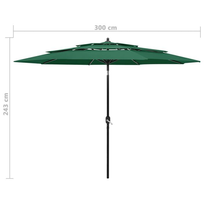 Parasol à 3 niveaux avec mât en aluminium Vert 3 m - Photo n°8