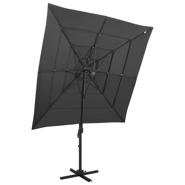 Parasol à 4 niveaux avec mât en aluminium Anthracite 250x250 cm - Photo n°1