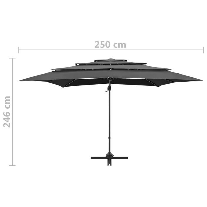 Parasol à 4 niveaux avec mât en aluminium Anthracite 250x250 cm - Photo n°9