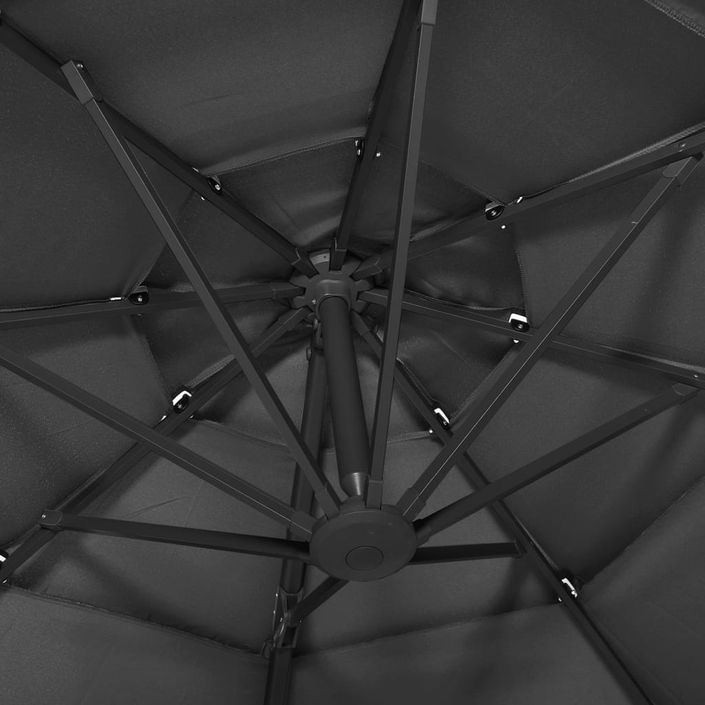 Parasol à 4 niveaux avec mât en aluminium Anthracite 3x3 m - Photo n°2