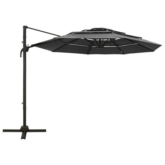 Parasol à 4 niveaux avec mât en aluminium Anthracite 3x3 m - Photo n°3