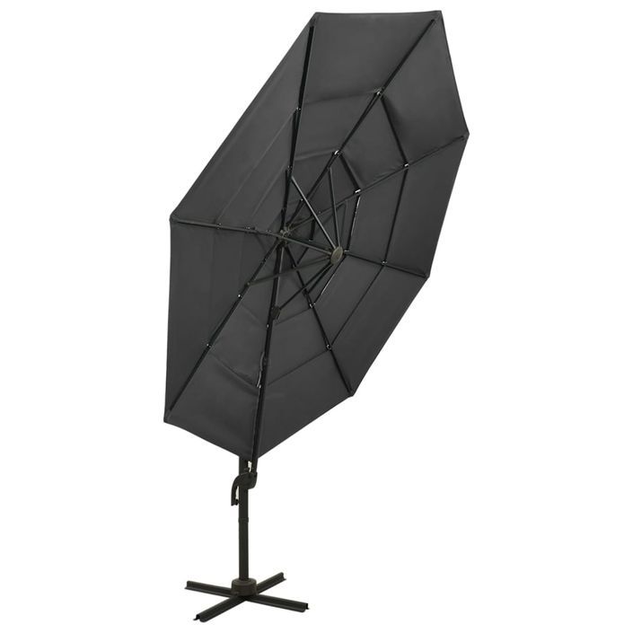 Parasol à 4 niveaux avec mât en aluminium Anthracite 3x3 m - Photo n°6