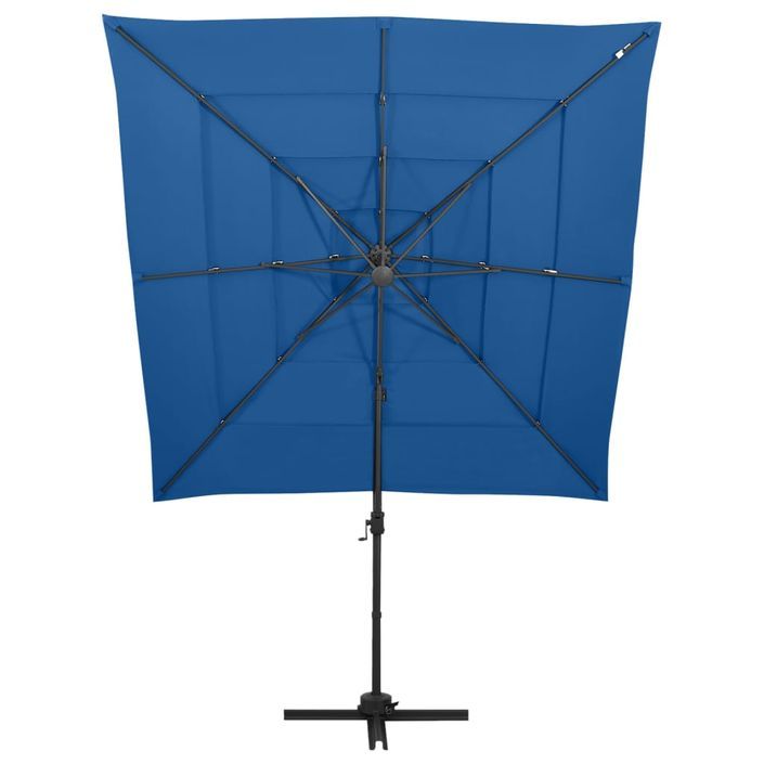 Parasol à 4 niveaux avec mât en aluminium Bleu azuré 250x250 cm - Photo n°3