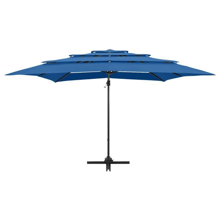 Parasol à 4 niveaux avec mât en aluminium Bleu azuré 250x250 cm - Photo n°4