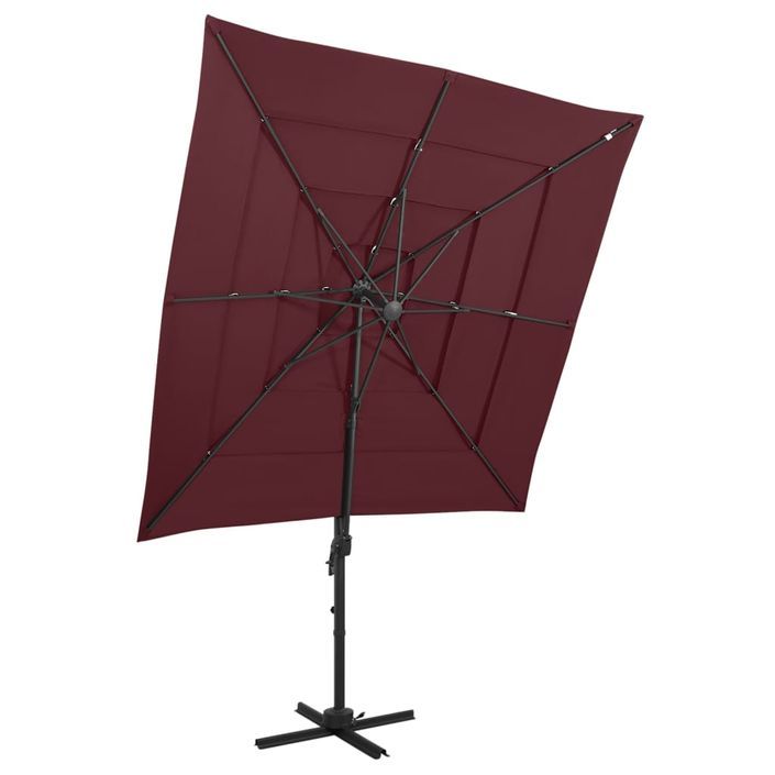 Parasol à 4 niveaux avec mât en aluminium Bordeaux 250x250 cm - Photo n°1