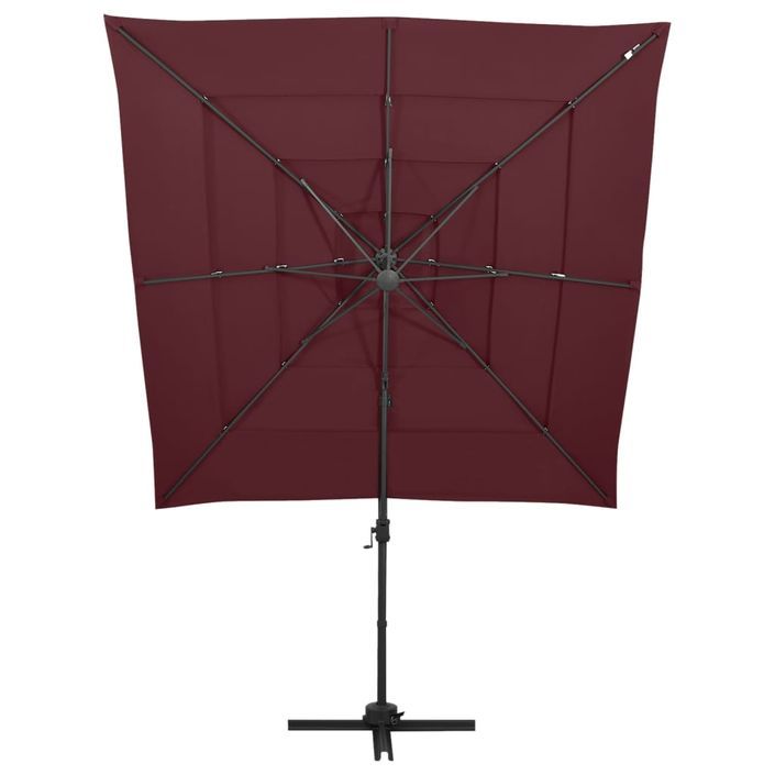 Parasol à 4 niveaux avec mât en aluminium Bordeaux 250x250 cm - Photo n°3