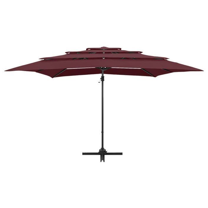 Parasol à 4 niveaux avec mât en aluminium Bordeaux 250x250 cm - Photo n°4