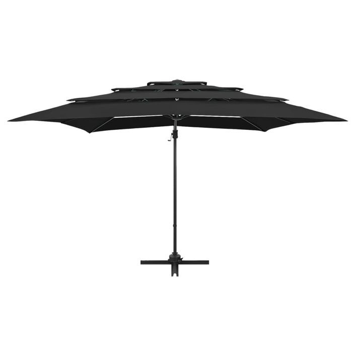 Parasol à 4 niveaux avec mât en aluminium Noir 250x250 cm - Photo n°4