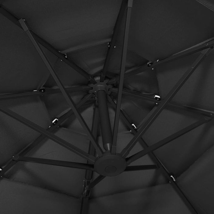 Parasol à 4 niveaux avec mât en aluminium Noir 3x3 m - Photo n°2