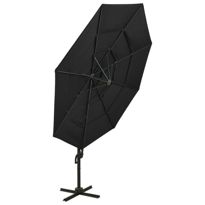 Parasol à 4 niveaux avec mât en aluminium Noir 3x3 m - Photo n°4