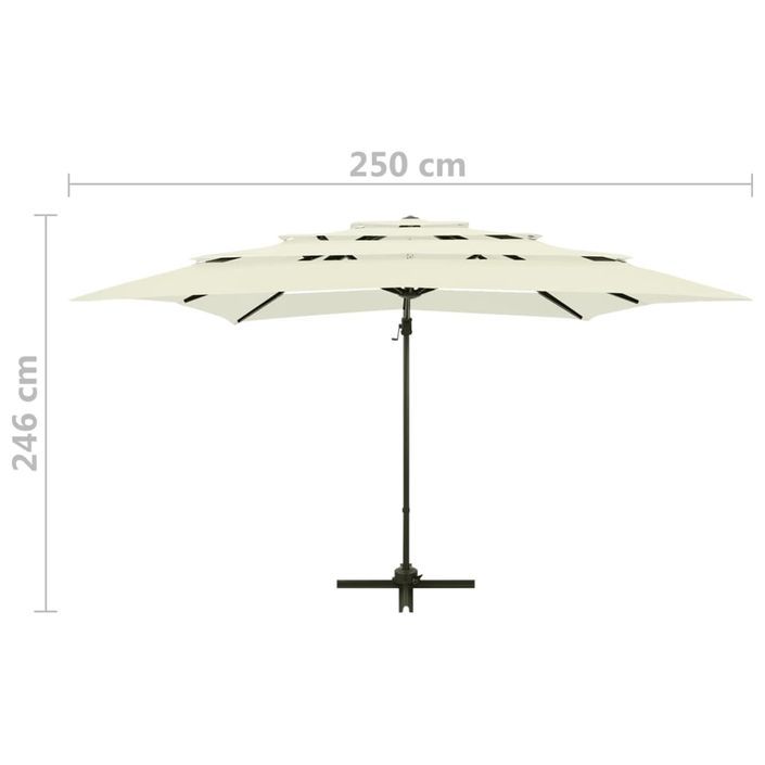 Parasol à 4 niveaux avec mât en aluminium Sable 250x250 cm - Photo n°9