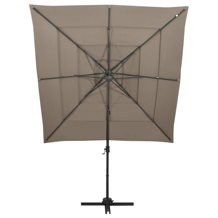 Parasol à 4 niveaux avec mât en aluminium Taupe 250x250 cm - Photo n°3