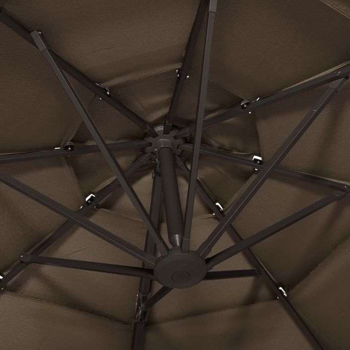 Parasol à 4 niveaux avec mât en aluminium Taupe 3x3 m - Photo n°2