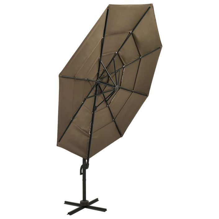 Parasol à 4 niveaux avec mât en aluminium Taupe 3x3 m - Photo n°4