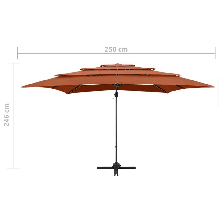 Parasol à 4 niveaux avec mât en aluminium Terre cuite 250x250cm - Photo n°9