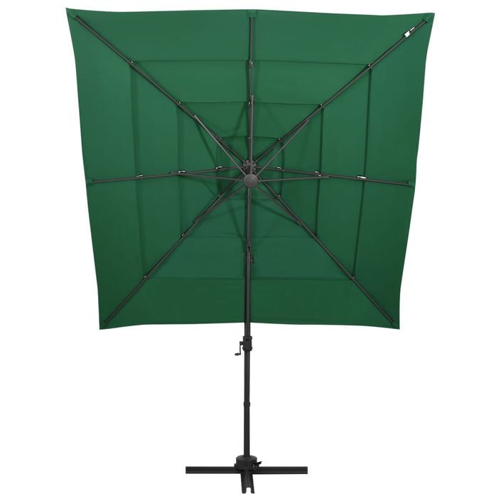 Parasol à 4 niveaux avec mât en aluminium Vert 250x250 cm - Photo n°4