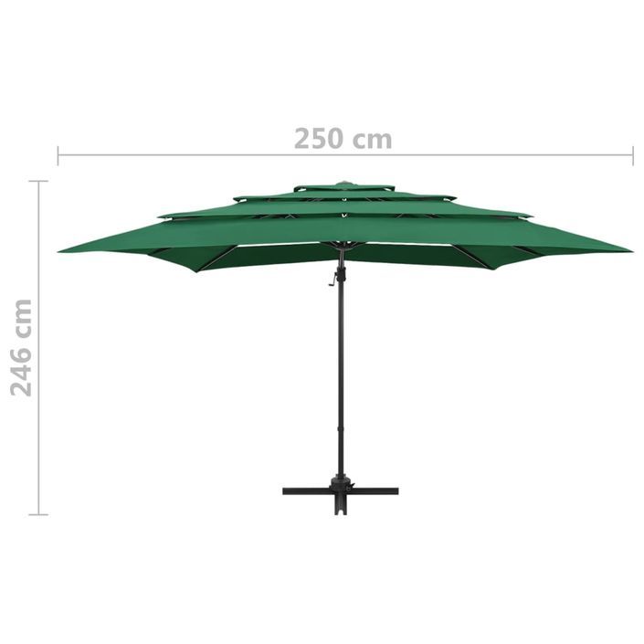 Parasol à 4 niveaux avec mât en aluminium Vert 250x250 cm - Photo n°9