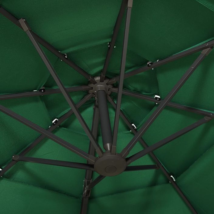 Parasol à 4 niveaux avec mât en aluminium Vert 3x3 m - Photo n°2