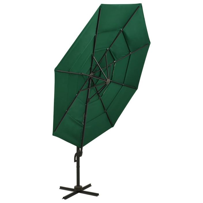 Parasol à 4 niveaux avec mât en aluminium Vert 3x3 m - Photo n°6